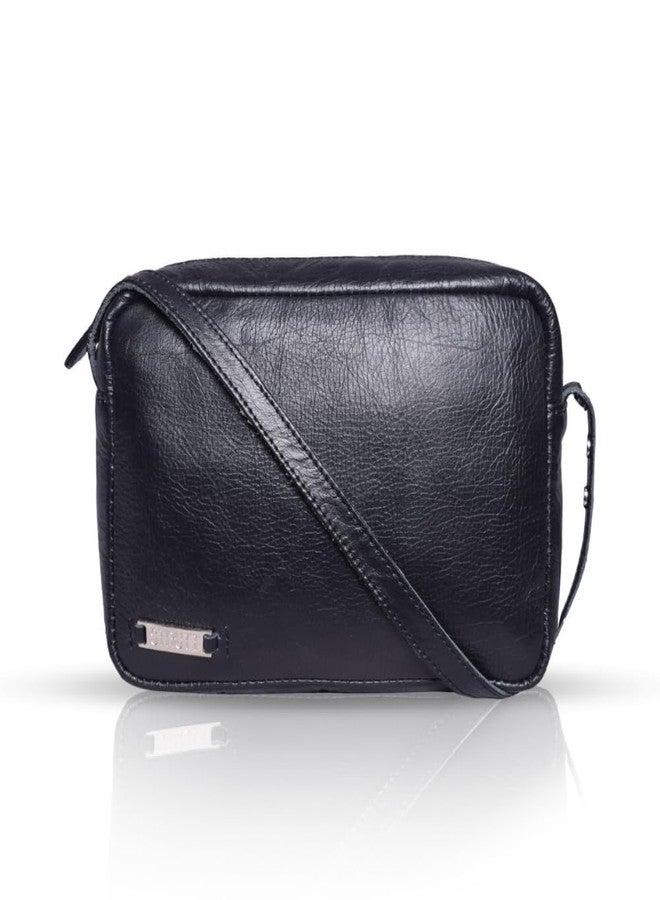 تبختر حقيبة كتف جلدية صغيرة الحجم من ستروت للنساء، حقيبة يد أنيقة ومتعددة الاستخدامات، حقيبة كتف قابلة للتعديل للاستخدام اليومي والسفر، تصميم متين وواسع - أسود - Image 1